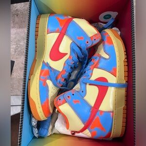 Nike Yellow and Blue High-Top Sneakers